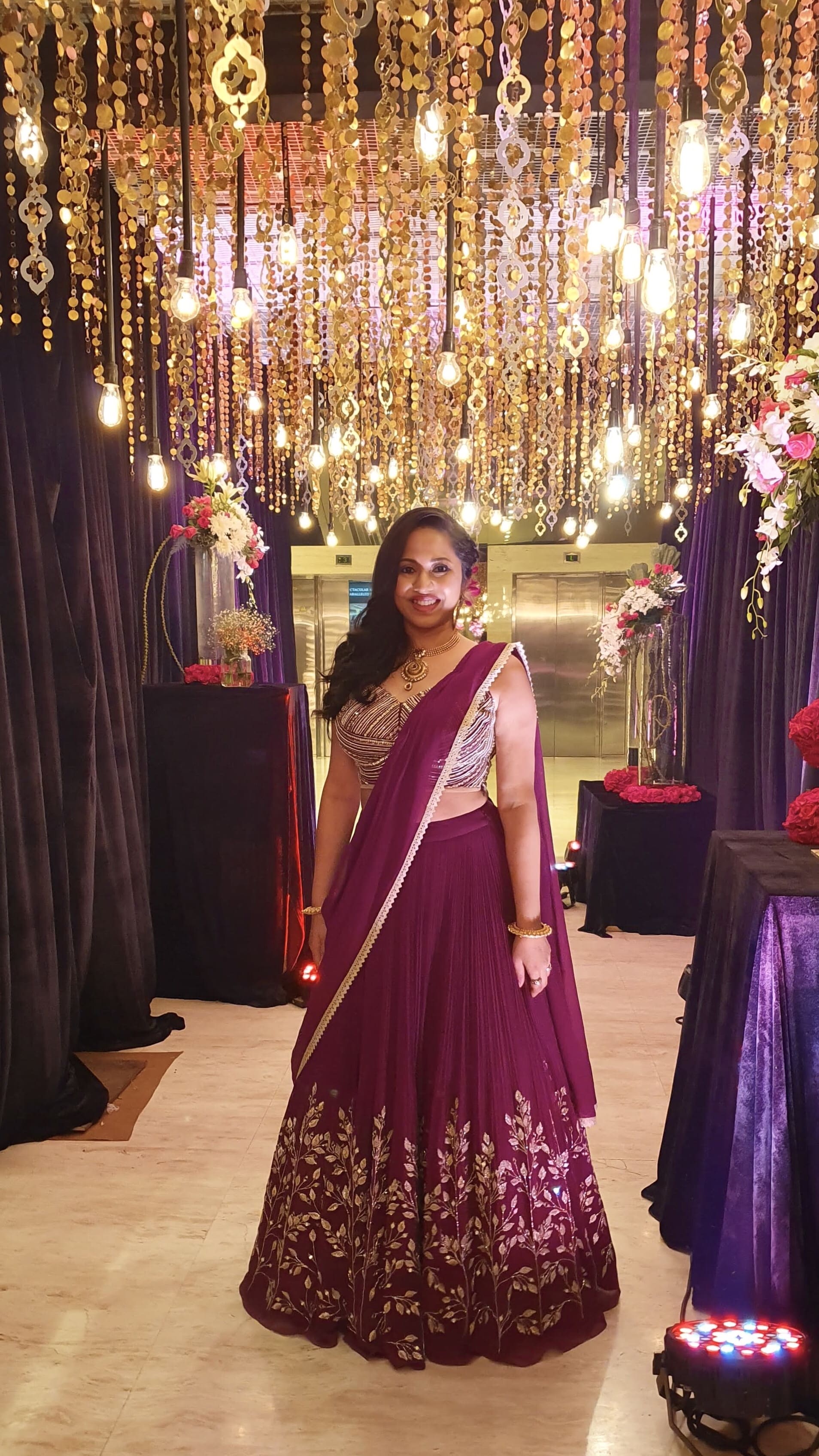 MAROON MOTI BLOUSE WITH LEAF EMBROIDERED LEHENGA AND DUPATTA
