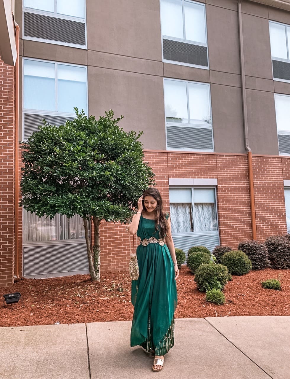 EMERALD GREEN OVERLAY JUMPSUIT