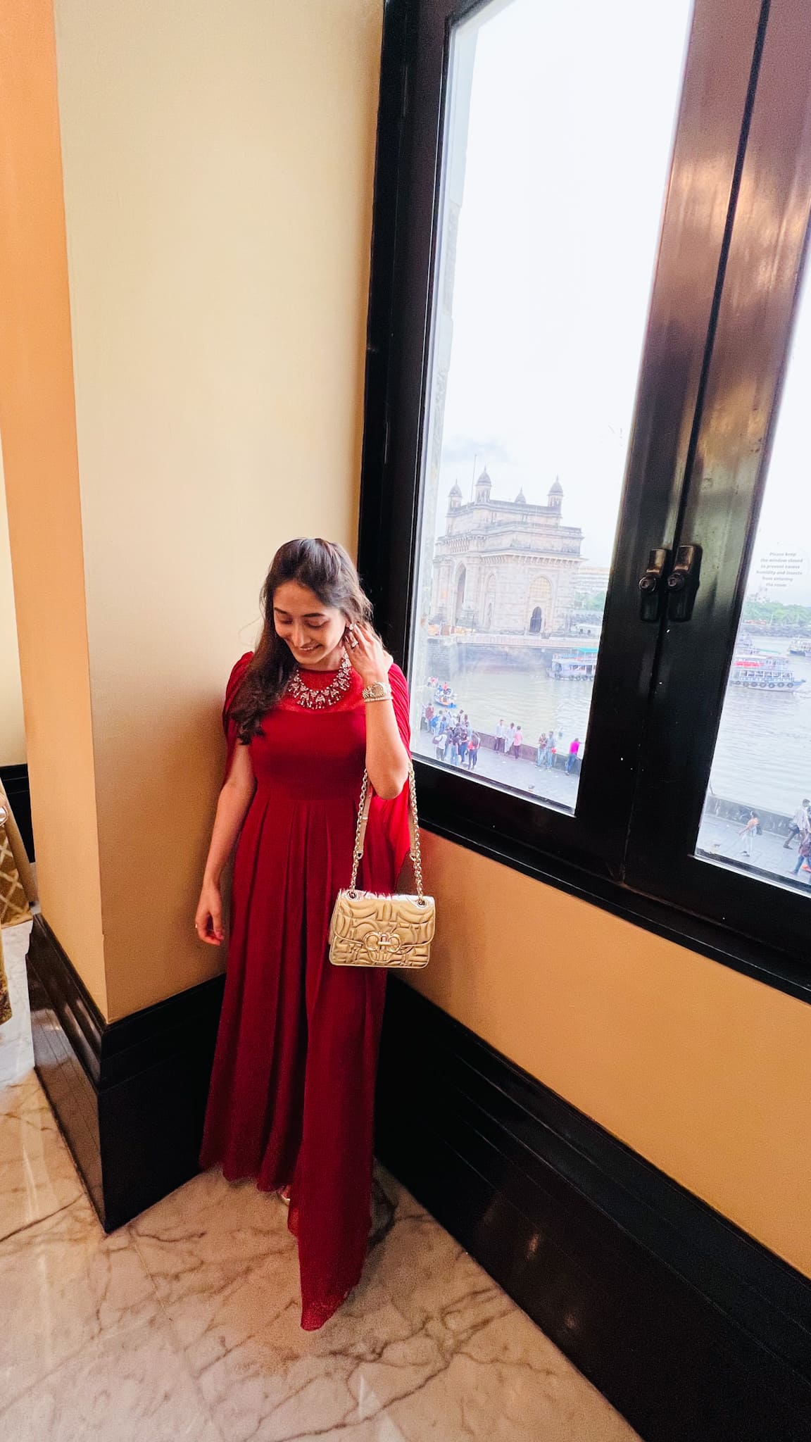 RED JUMPSUIT WITH BACK DRAPE