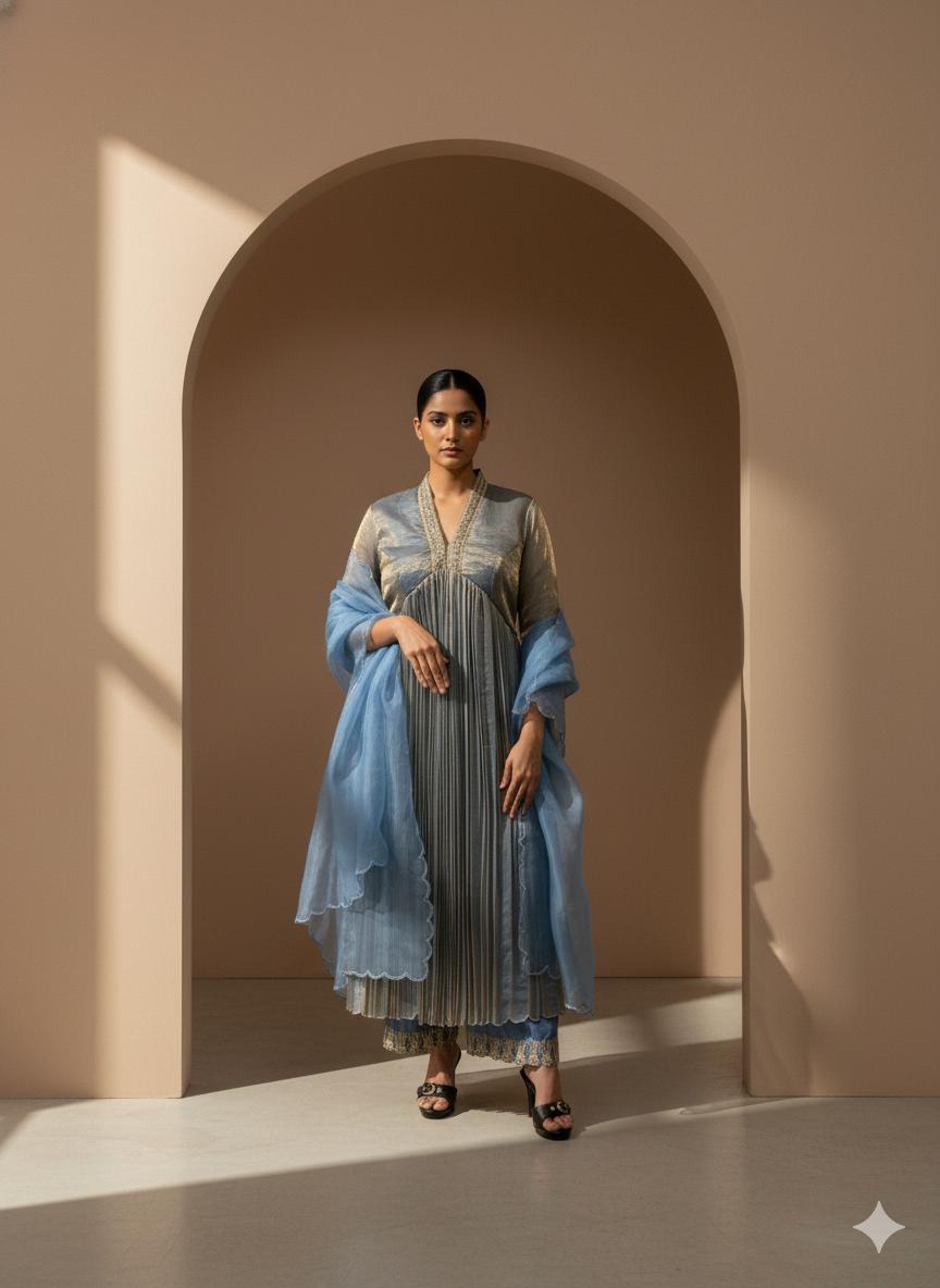 Ruched Anarkali set