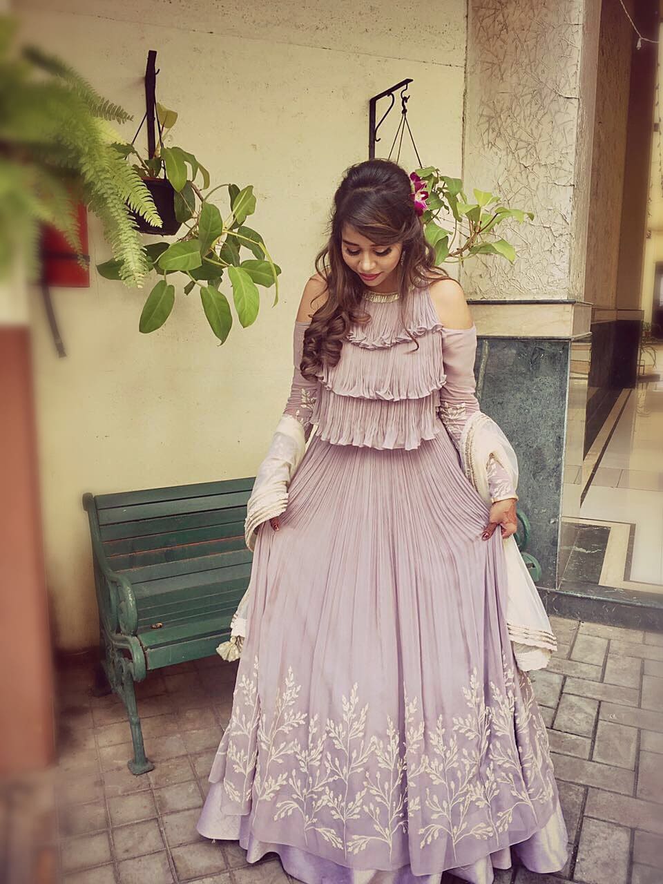 3 TIER RUCHED BLOUSE WITH RUCHED SKIRT AND DUPATTA
