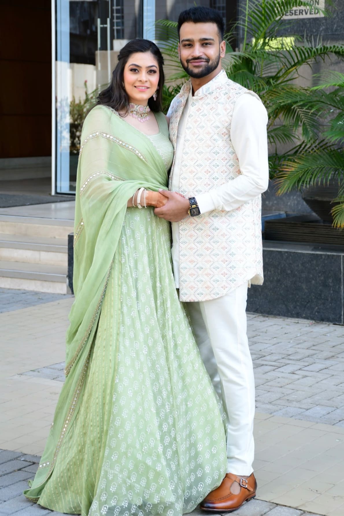 LEAF GREEN PRE- DRAPED LEHENGA