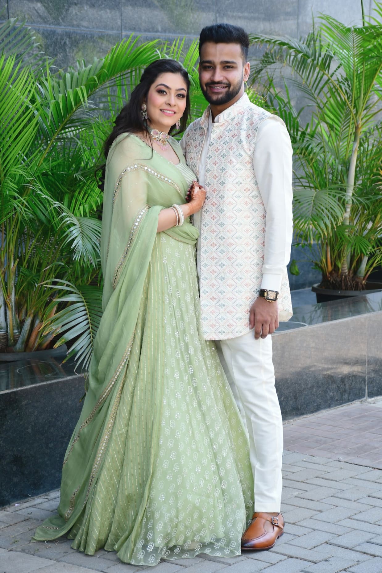 LEAF GREEN PRE- DRAPED LEHENGA