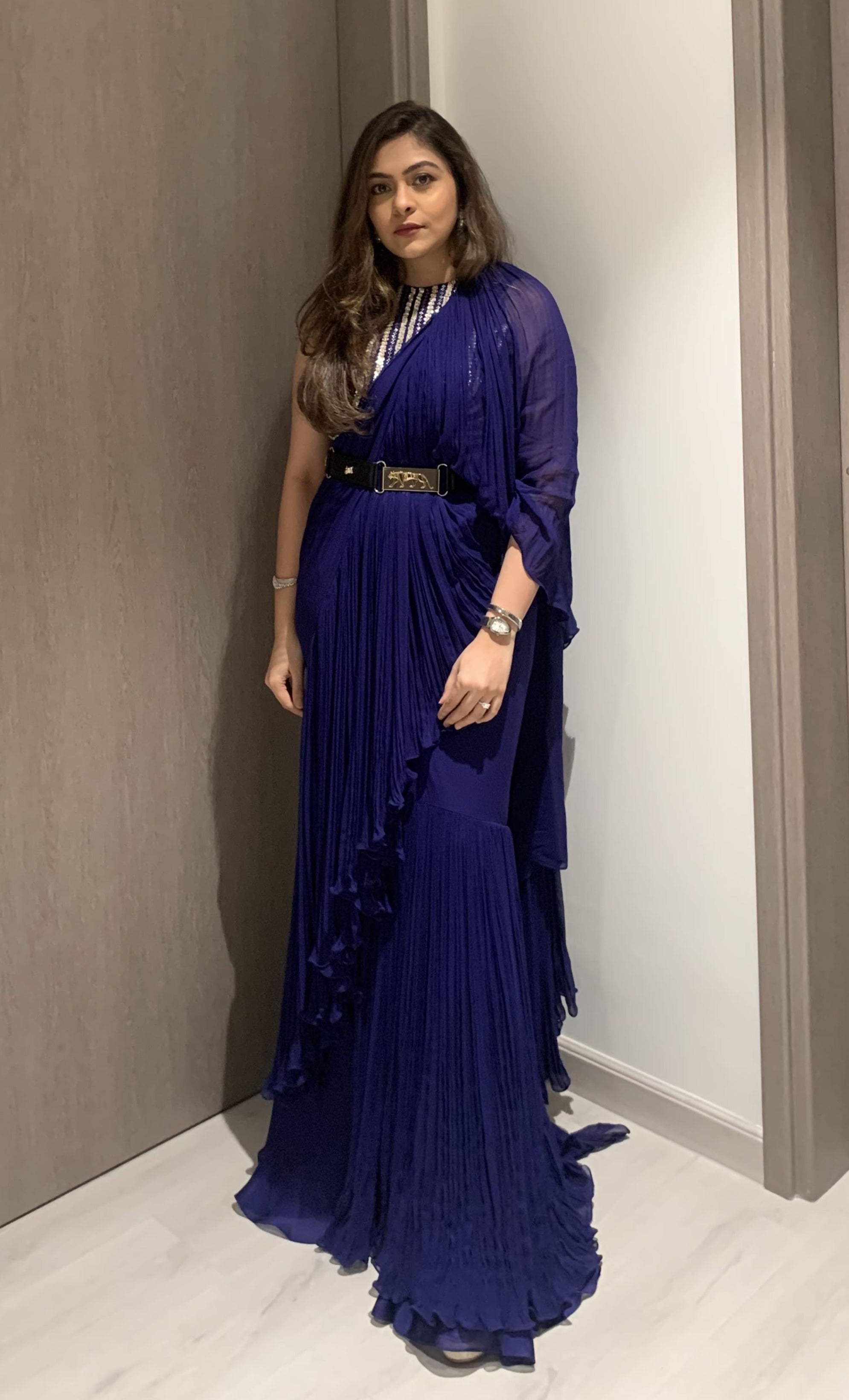 INK BLUE PRE DRAPED SAREE