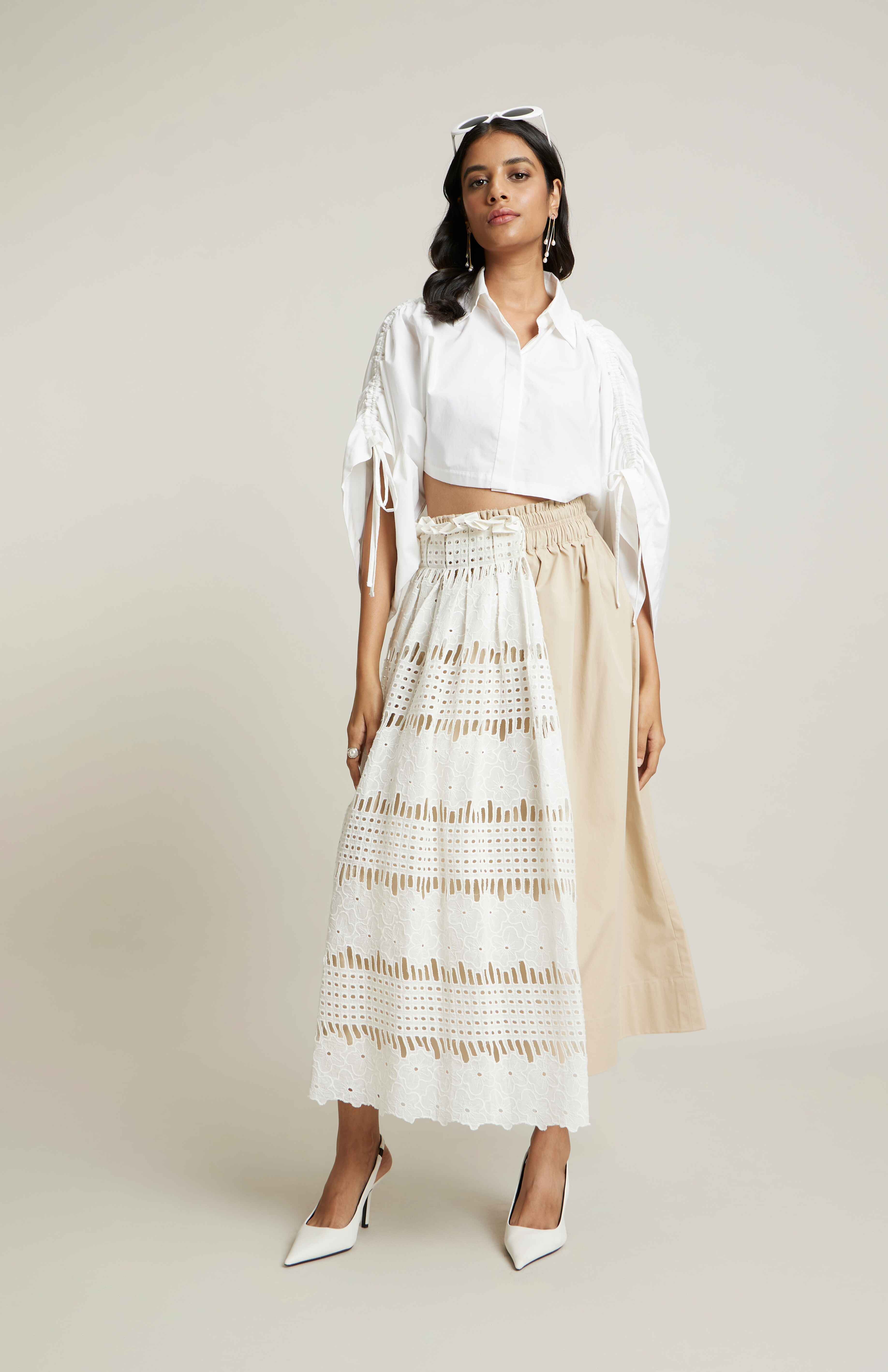 WHITE/BEIGE JULIA SKIRT