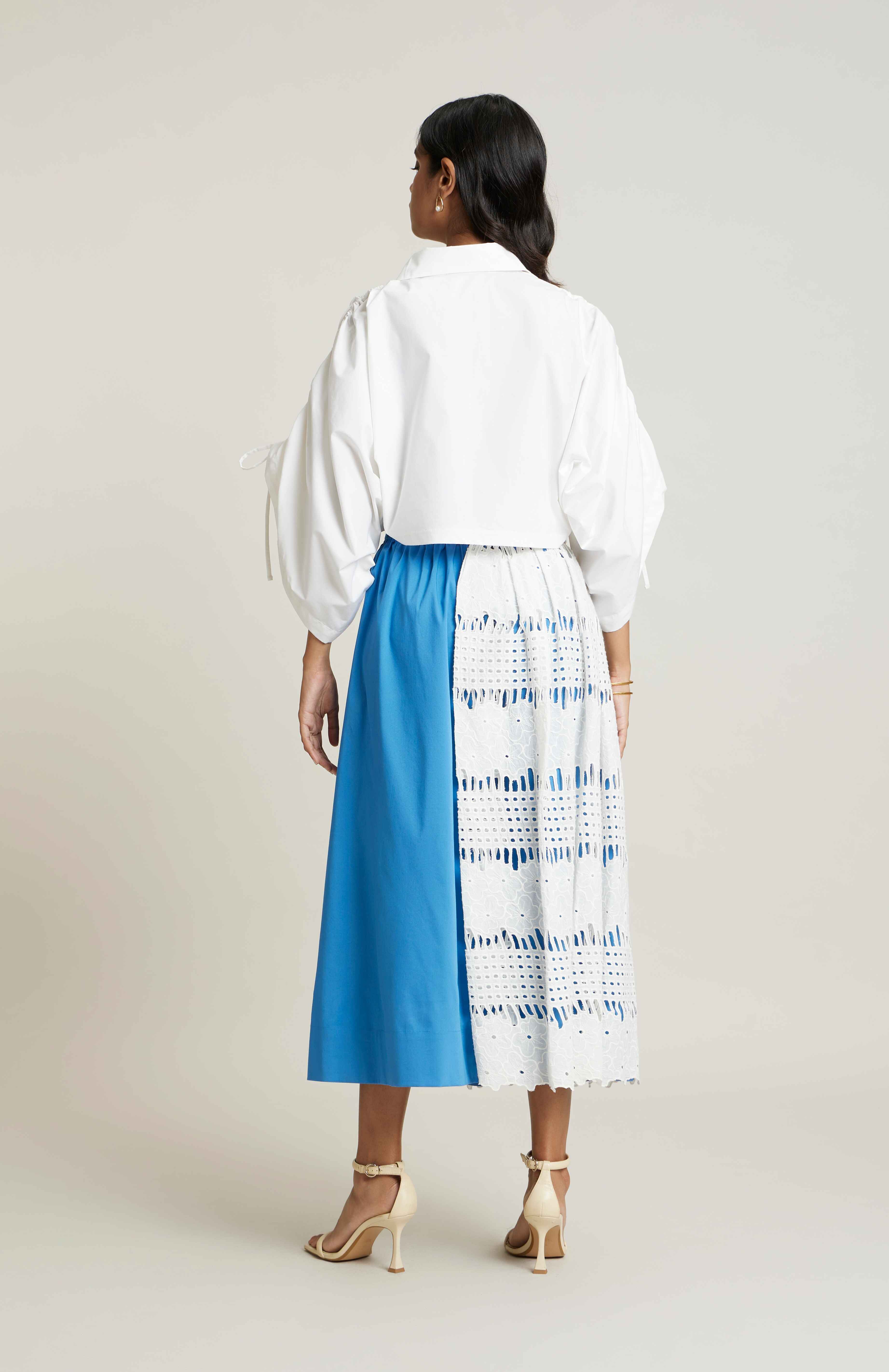 WHITE/BLUE JULIA SKIRT