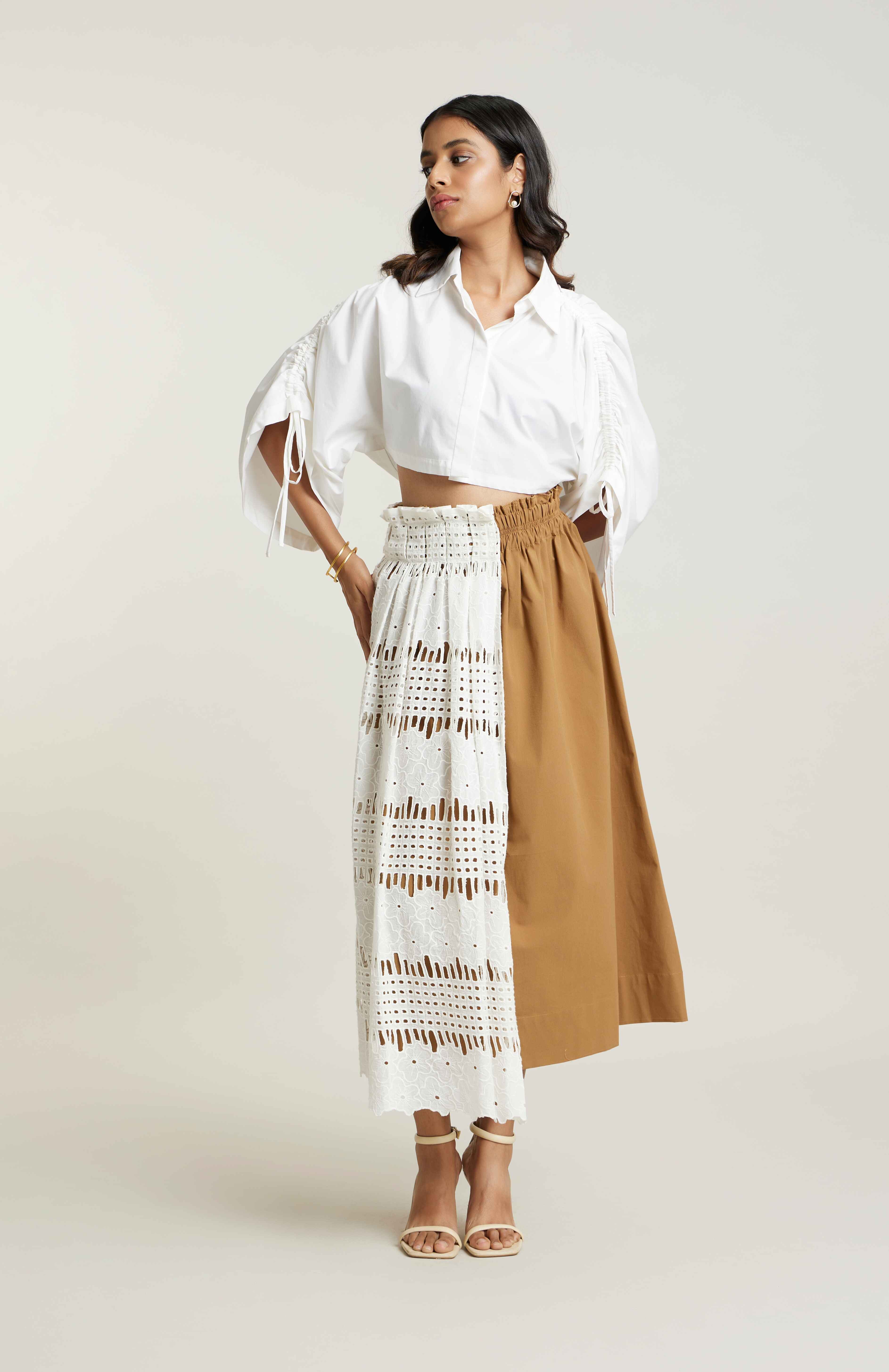 WHITE/TAN JULIA SKIRT