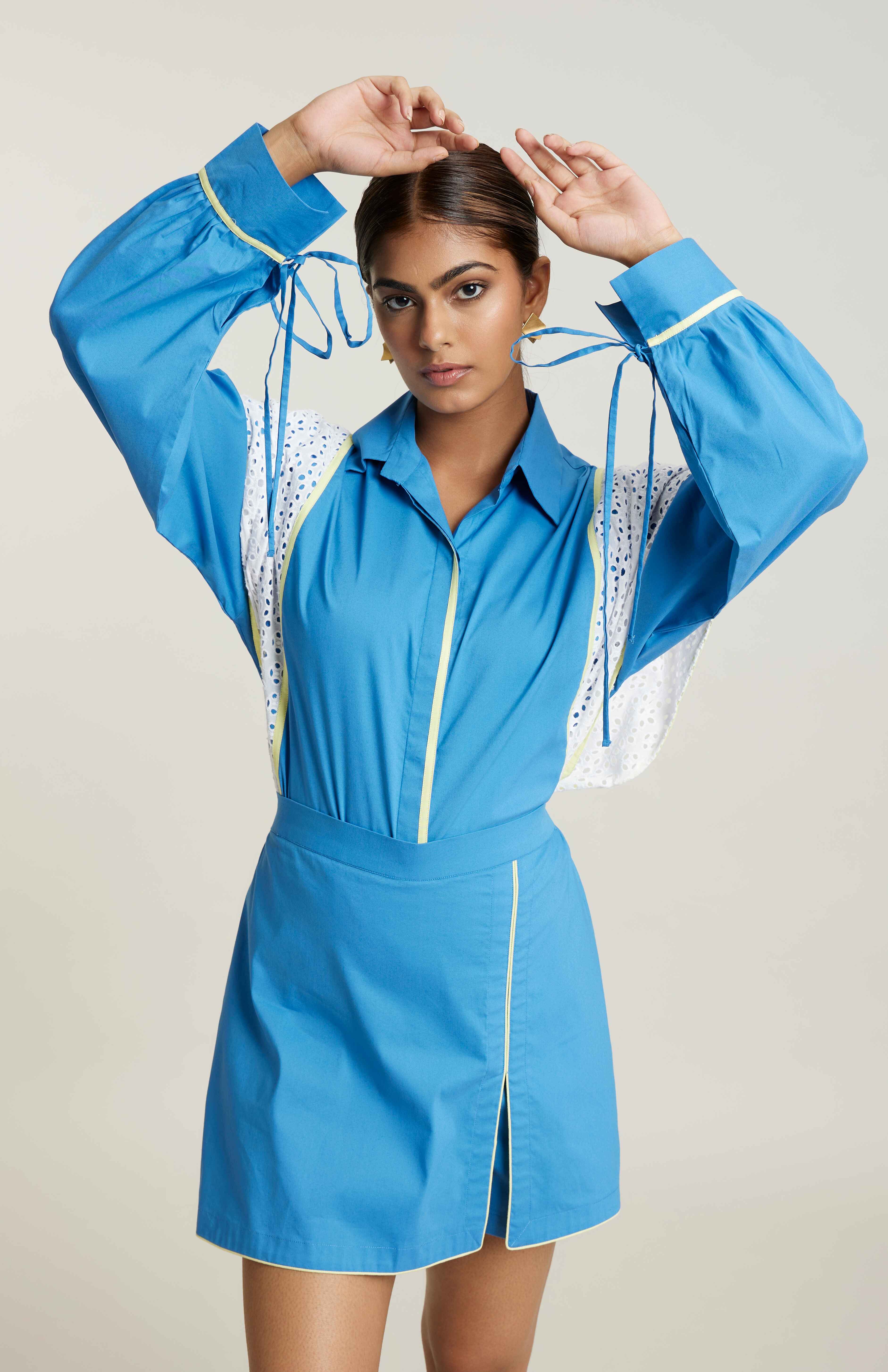 LAGOON BLUE PIPING SKORTS