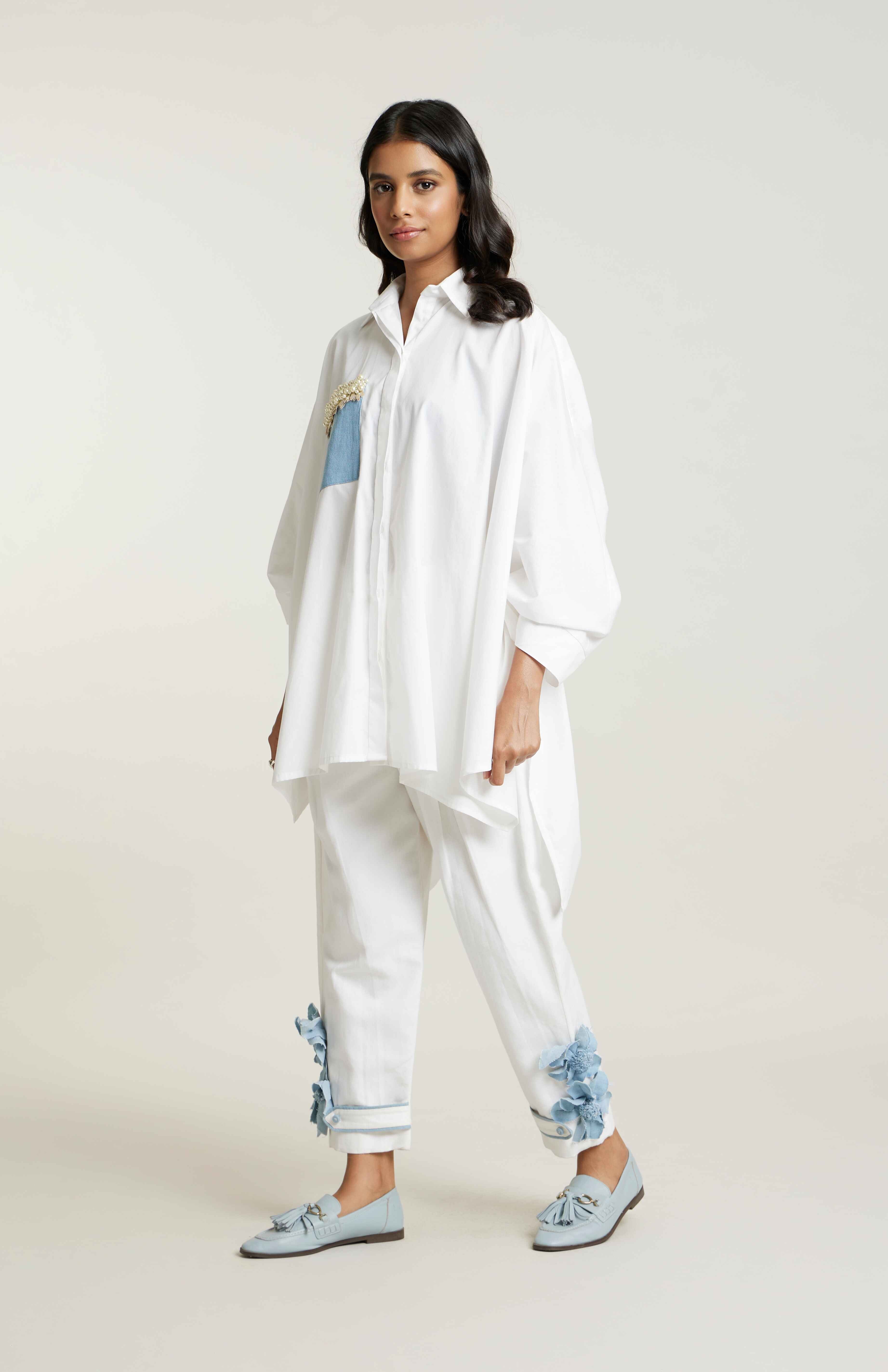 WHITE FLORETTE TROUSER