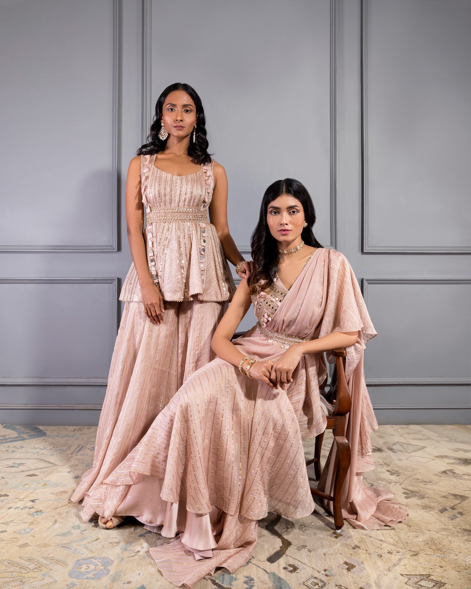MAUVE PRE DRAPED SAREE