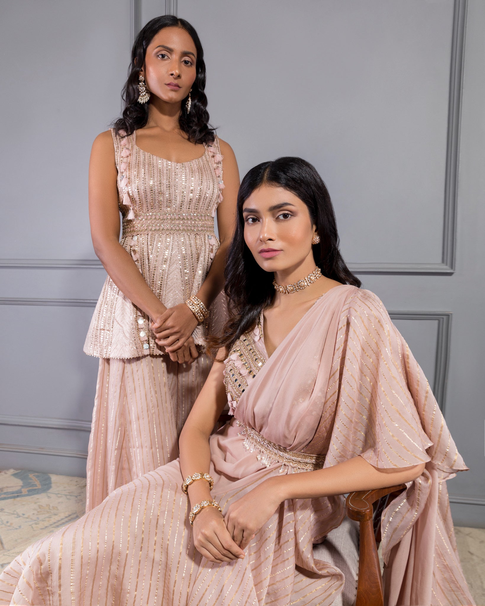 MAUVE PRE DRAPED SAREE