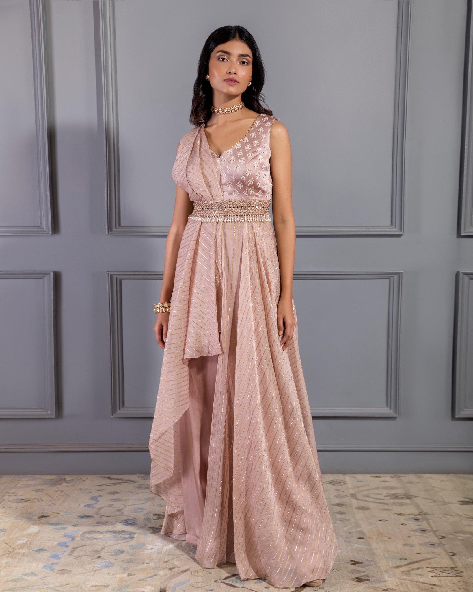 MAUVE PRE DRAPED ANARKALI