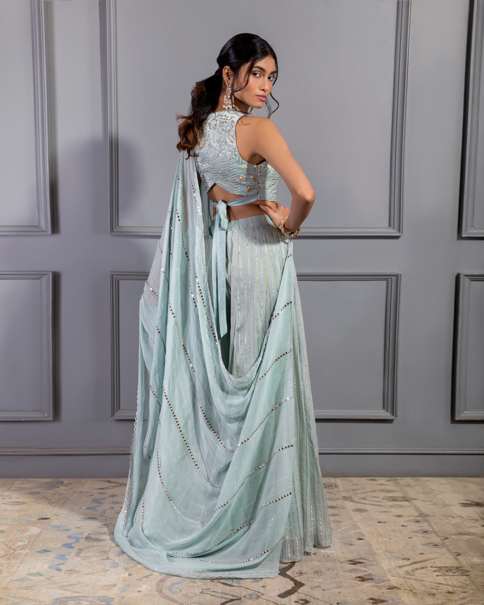 SERENITY CROP TOP WITH FLARED PANTS AND DUPATTA