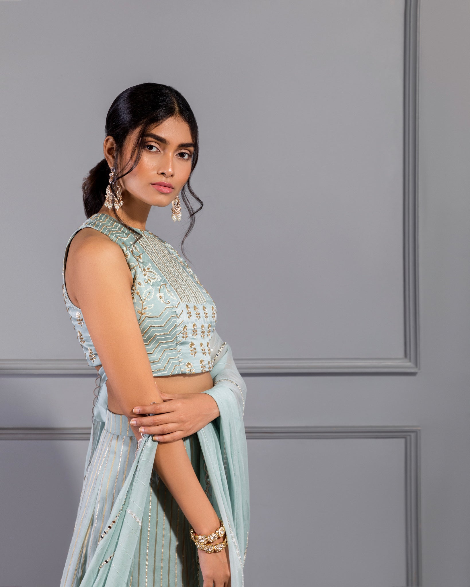 SERENITY CROP TOP WITH FLARED PANTS AND DUPATTA