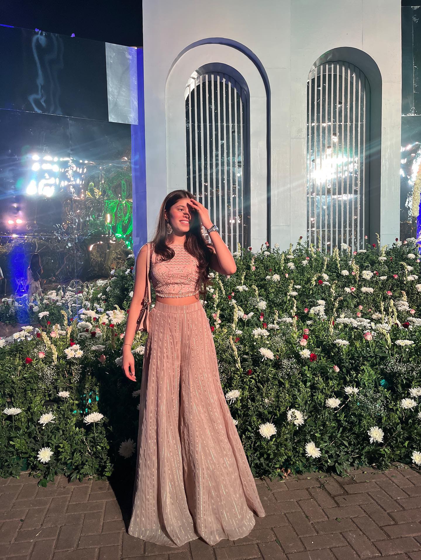 DUSTY GREY CROP TOP AND FLARE SHARARA