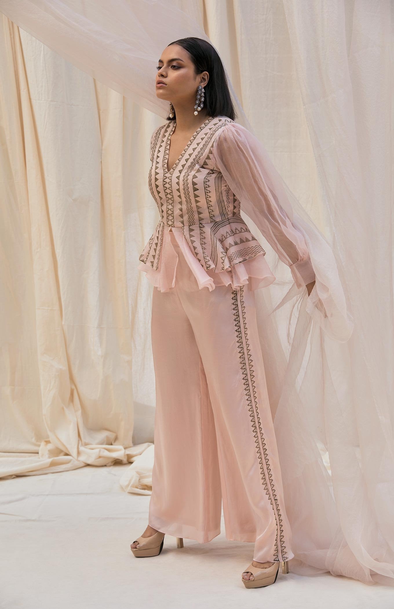 BABY PINK PEPLUM - PALLAZO SET