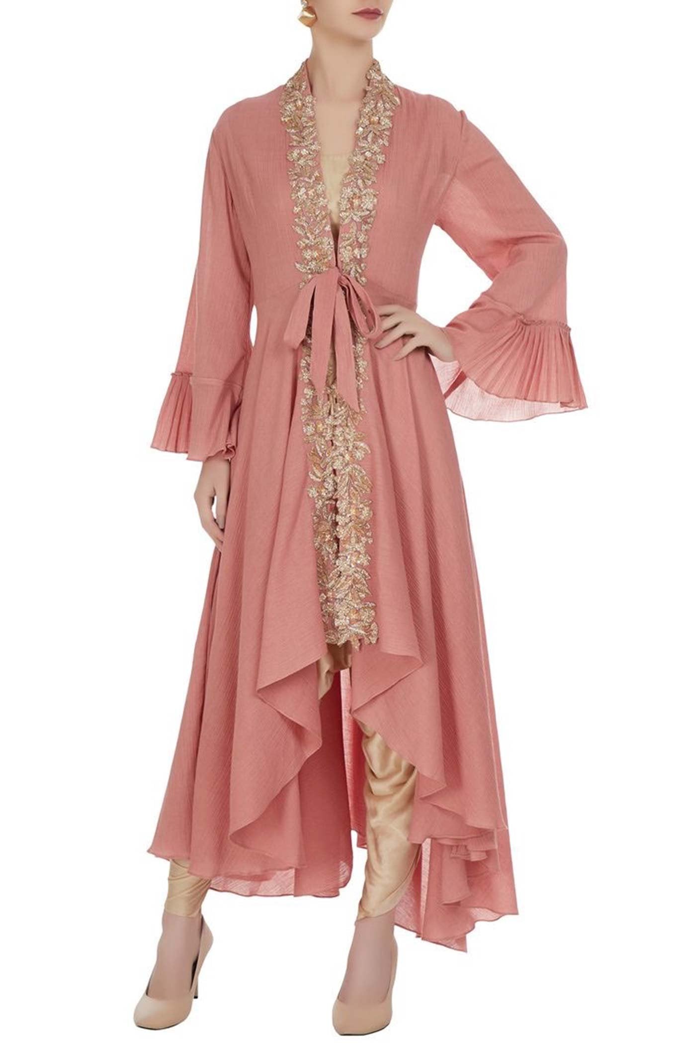 ROSE PINK JACKET DHOTI SET