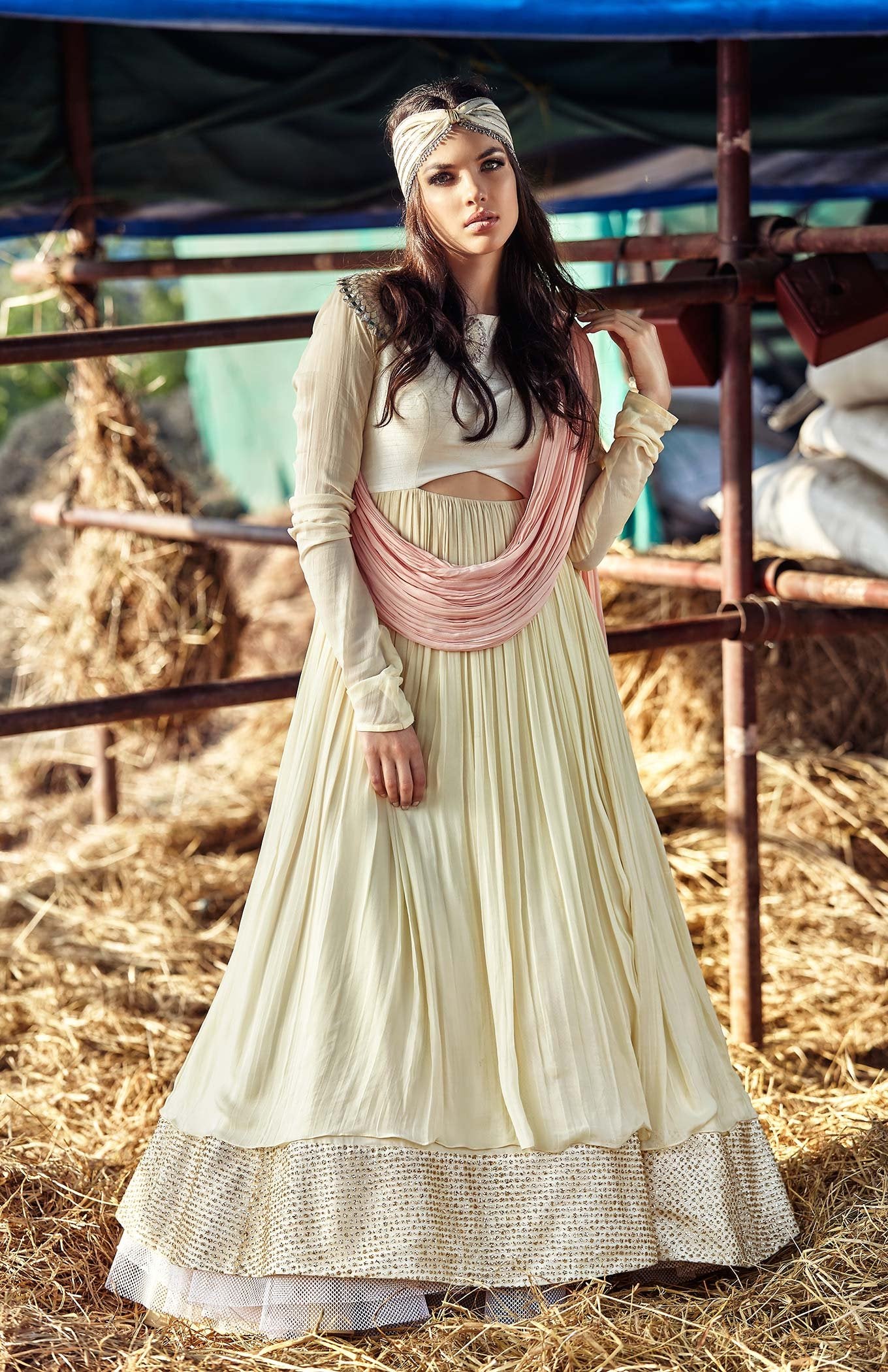 IVORY RUCHED GOWN